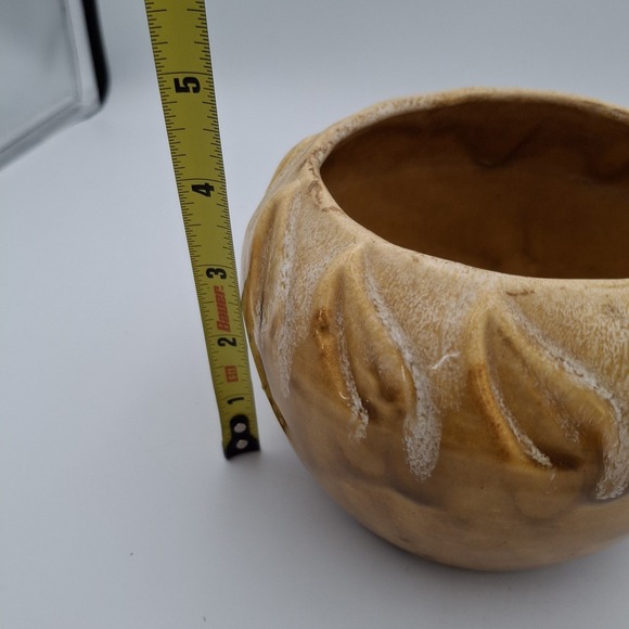 Vtg California Pottery USA C1 Brown Beige Drip Glazed Planter Vase Mission Style - Picture 6 of 7